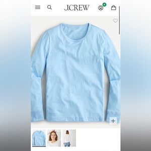 J.Crew Vintage Cotton Crewneck Long-Sleeve T-Shirt in Serenity (Light Blue) - S